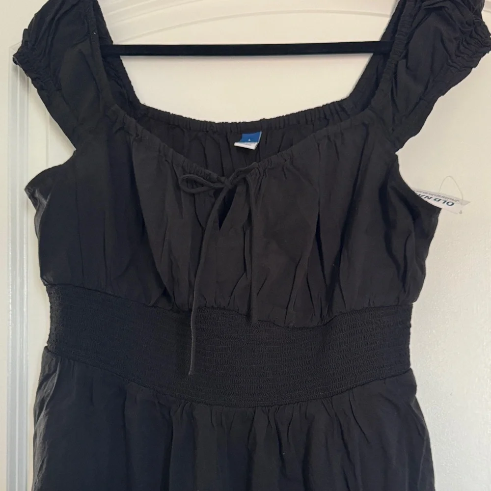 Old Navy Black Smocked-Waist Mini Dress - Picture 2 of 2